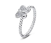 Pretty Butterfly Crystal Rhinstones Silver Ring NSR-2902